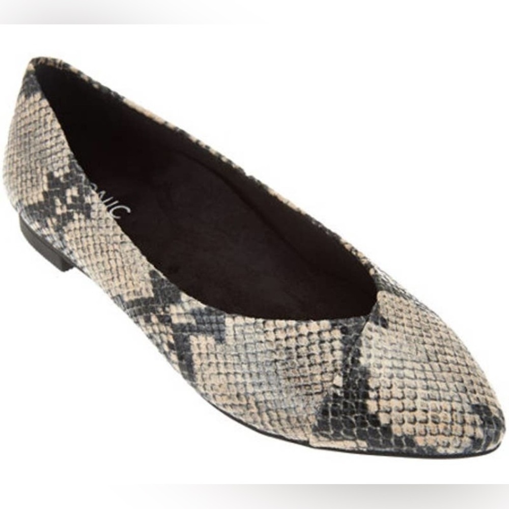 Vionic Caballo Snake Skin Print Pointed Ballet Flats Orthotic 6